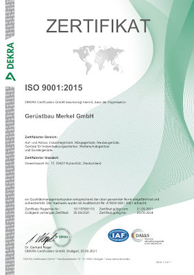 DEKRA Zertifikat Qualitätsmanagement ISO 9001:2015